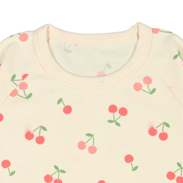 腹巻付きラグラン長袖パジャマ（チェリー）