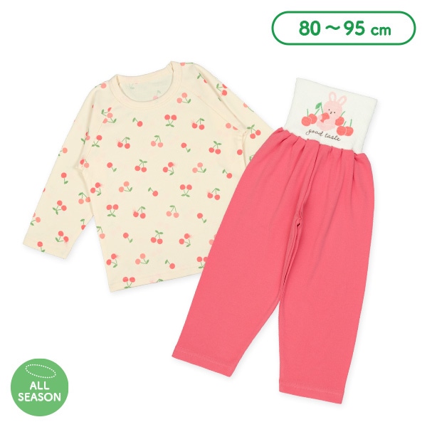 腹巻付きラグラン長袖パジャマ（チェリー）