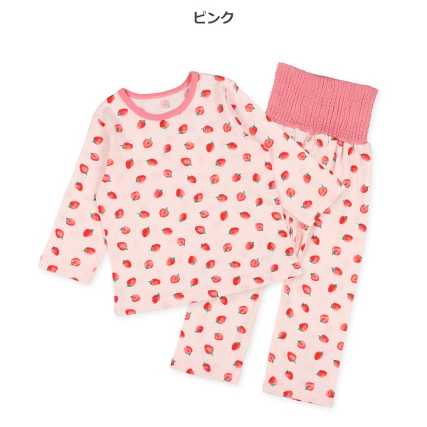 腹巻付き長袖パジャマ（いちご総柄）
