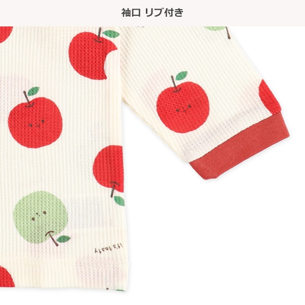 腹巻付きワッフル長袖パジャマ（りんご）