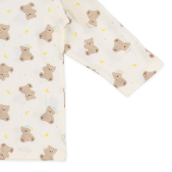 袖ロールアップ腹巻付き前開き長袖パジャマ（おやすみくま）