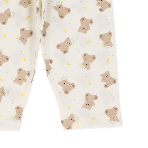 袖ロールアップ腹巻付き前開き長袖パジャマ（おやすみくま）