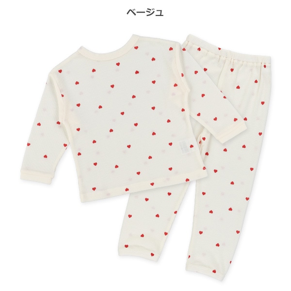 どっちもまえワッフル長袖ルームウェア（ハート総柄）