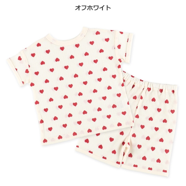どっちもまワッフル半袖ルームウェア（ハート総柄）