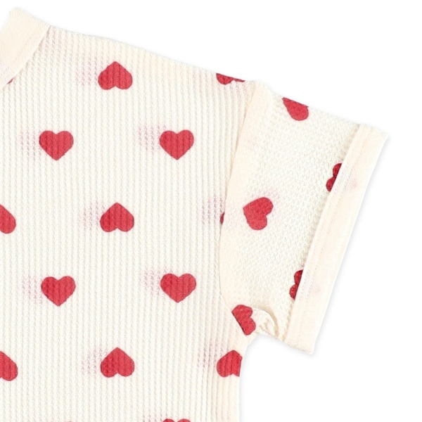 どっちもまワッフル半袖ルームウェア（ハート総柄）