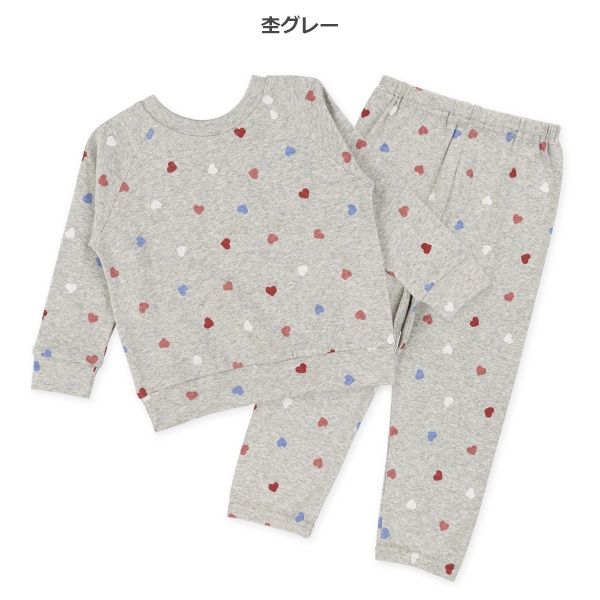 どっちもまえラグラン長袖ルームウェア（ハート総柄）