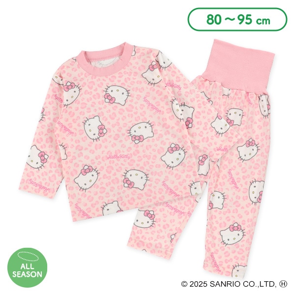 腹巻付き長袖パジャマ（ハローキティ総柄）