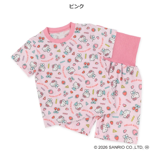 腹巻付き半袖パジャマ（ハローキティ総柄）