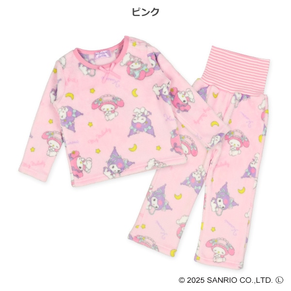 マイクロフリース腹巻付き長袖パジャマ（マイメロディ・クロミ）