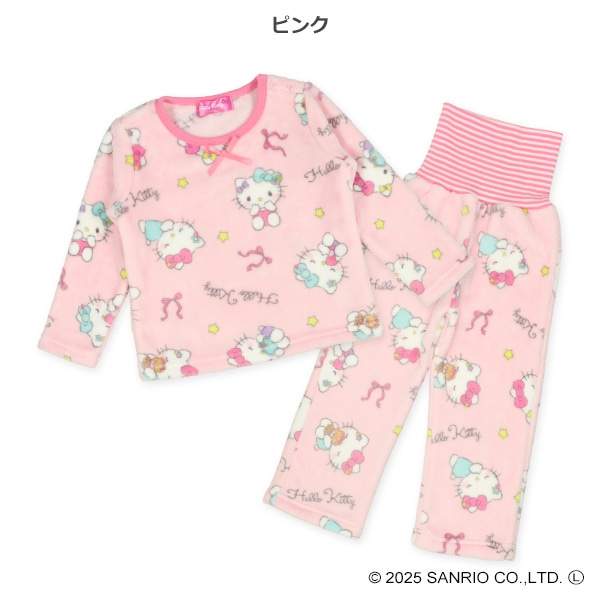 マイクロフリース腹巻付き長袖パジャマ（ハローキティ）