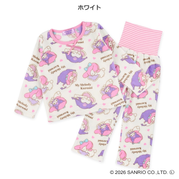 マイクロフリース腹巻付き長袖パジャマ（マイメロディ・クロミ総柄）