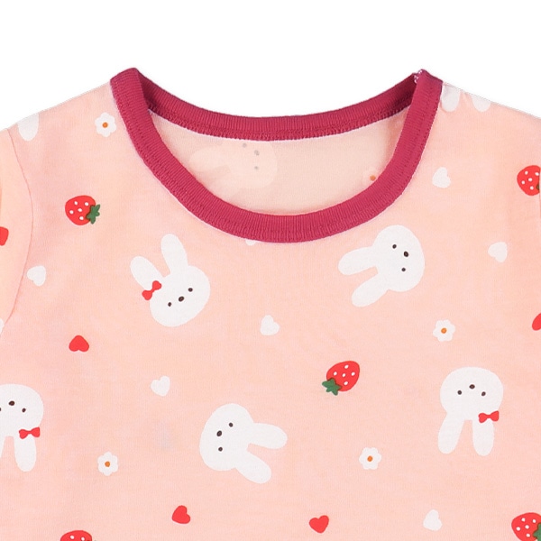 2枚組長袖パジャマ（うさぎ・チェリー）