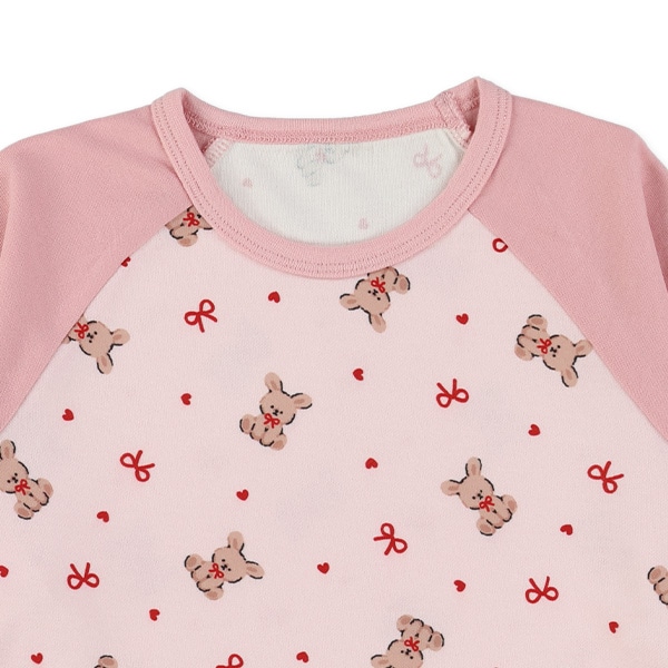 2枚組腹巻付きラグラン長袖パジャマ（うさぎ・くま）