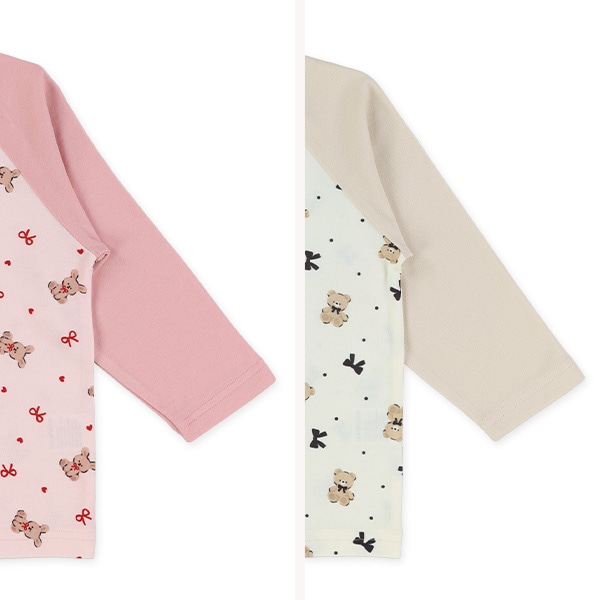 2枚組腹巻付きラグラン長袖パジャマ（うさぎ・くま）