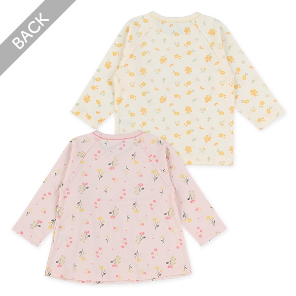 2枚組ラグラン長袖パジャマ（小花・うさぎ）