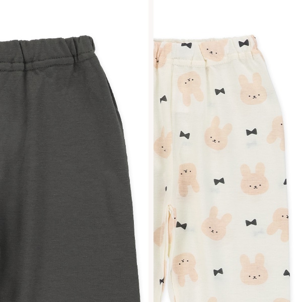 2枚組ラグラン半袖+7分袖パジャマ（うさぎ）