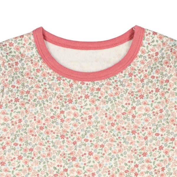 2枚組パイル+パイル裏起毛長袖パジャマ（チェリー・小花）