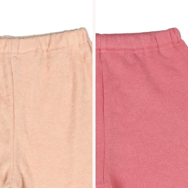 2枚組パイル+パイル裏起毛長袖パジャマ（チェリー・小花）