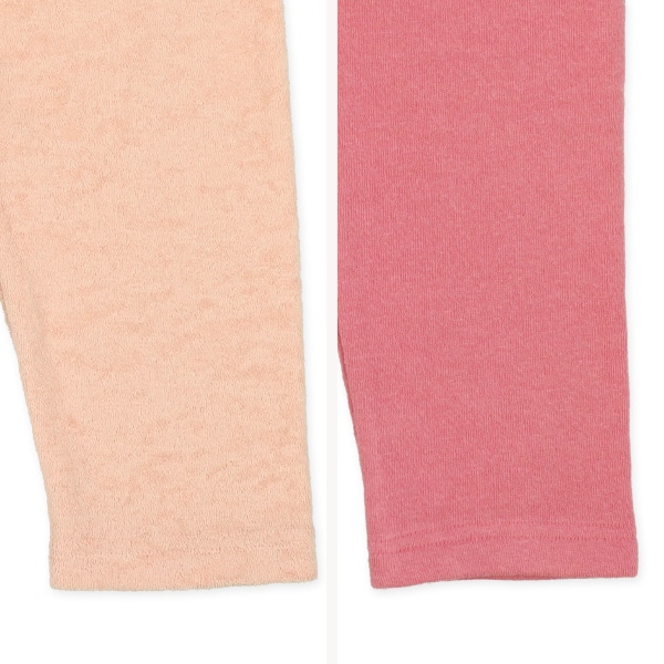 2枚組パイル+パイル裏起毛長袖パジャマ（チェリー・小花）