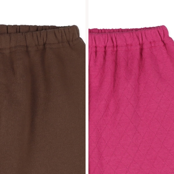 2枚組裏起毛+キルトラグラン長袖パジャマ（くま・ハート）