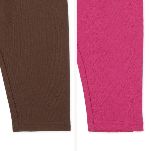 2枚組裏起毛+キルトラグラン長袖パジャマ（くま・ハート）