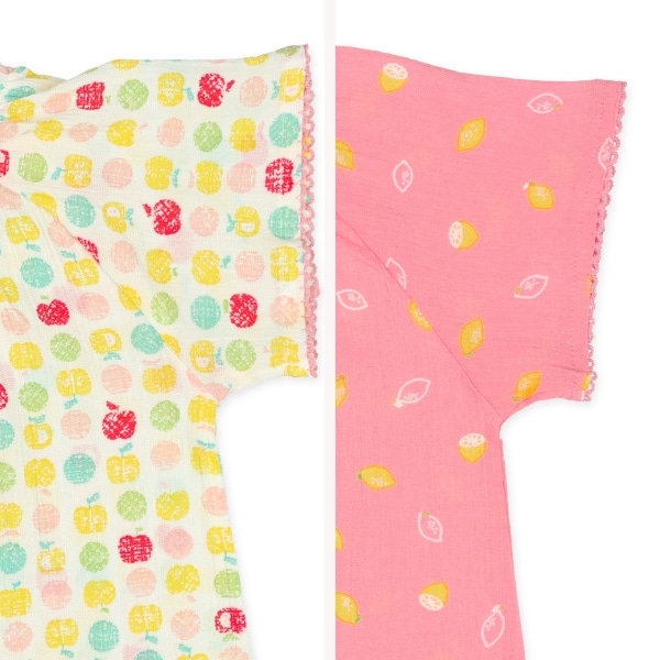 2枚組ラグラン半袖パジャマ（りんご・レモン）