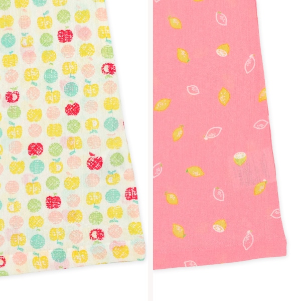 2枚組ラグラン半袖パジャマ（りんご・レモン）