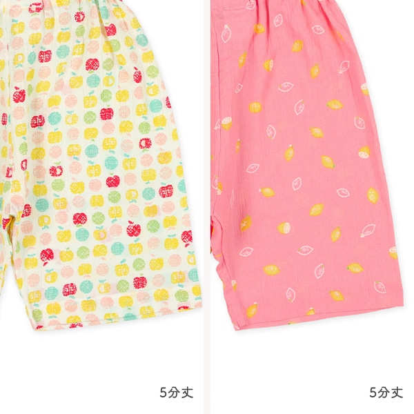 2枚組ラグラン半袖パジャマ（りんご・レモン）