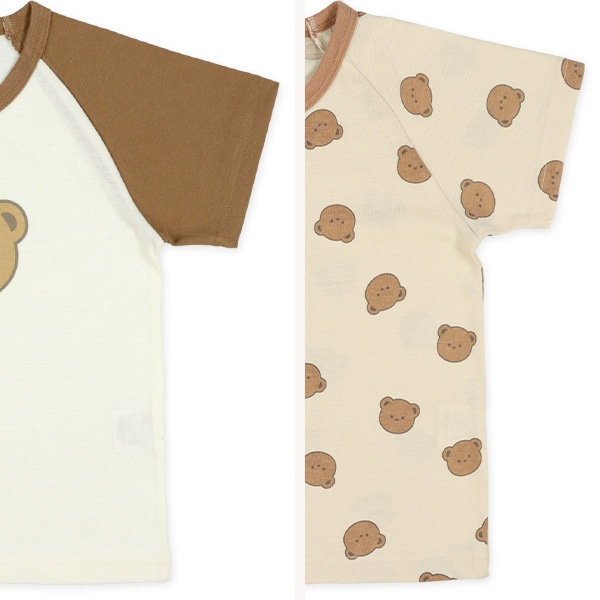 2枚組ラグラン半袖パジャマ（くま）