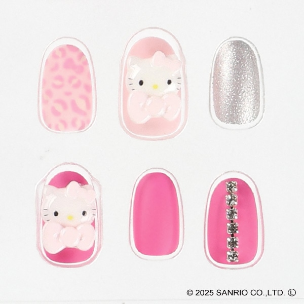 サンタン）ヒョウ柄 ネイルチップ（ハローキティ）