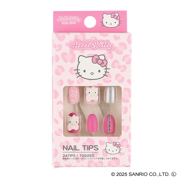 サンタン）ヒョウ柄 ネイルチップ（ハローキティ）