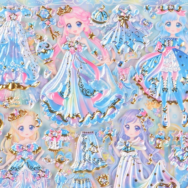 チャーミングドレスアッププリンセスシール（ブルークレセント）