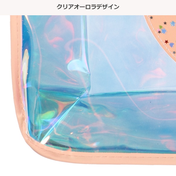 スパンコール入りクリアオーロラトートビーチバッグ（ハート）