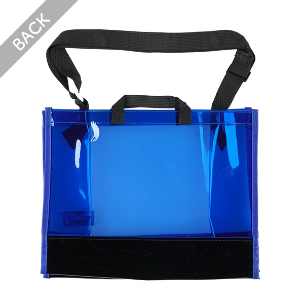 ショルダー付き角型ビーチバッグ（ブルー）