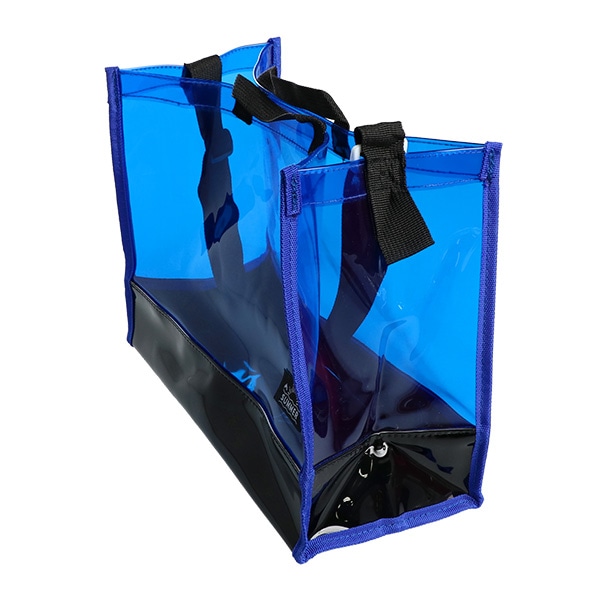 ショルダー付き角型ビーチバッグ（ブルー）