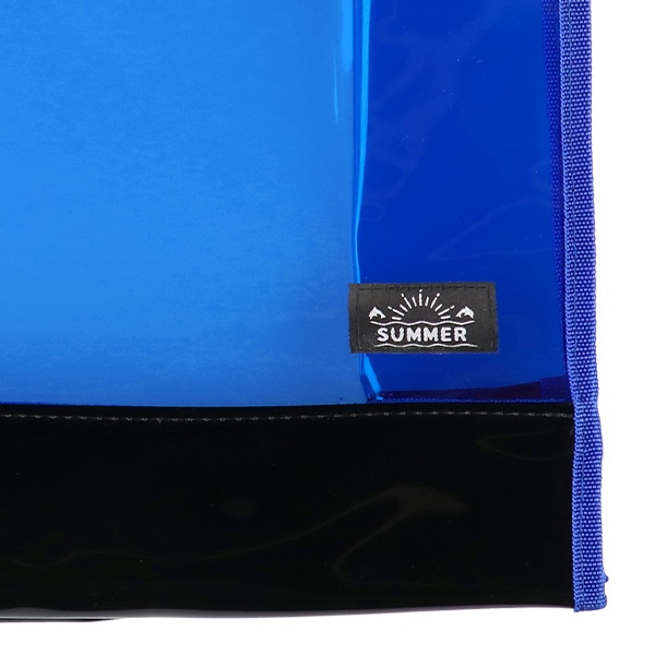 ショルダー付き角型ビーチバッグ（ブルー）