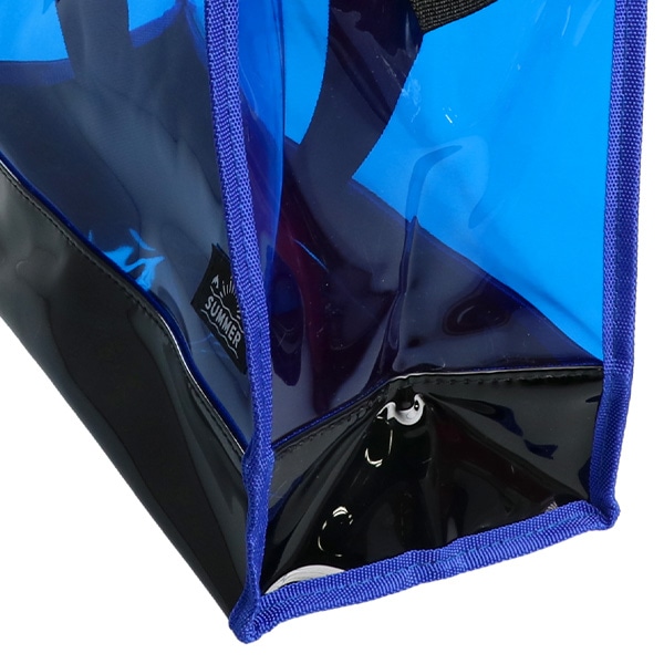 ショルダー付き角型ビーチバッグ（ブルー）