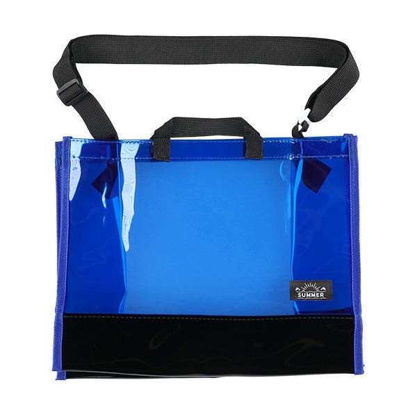 ショルダー付き角型ビーチバッグ（ブルー）