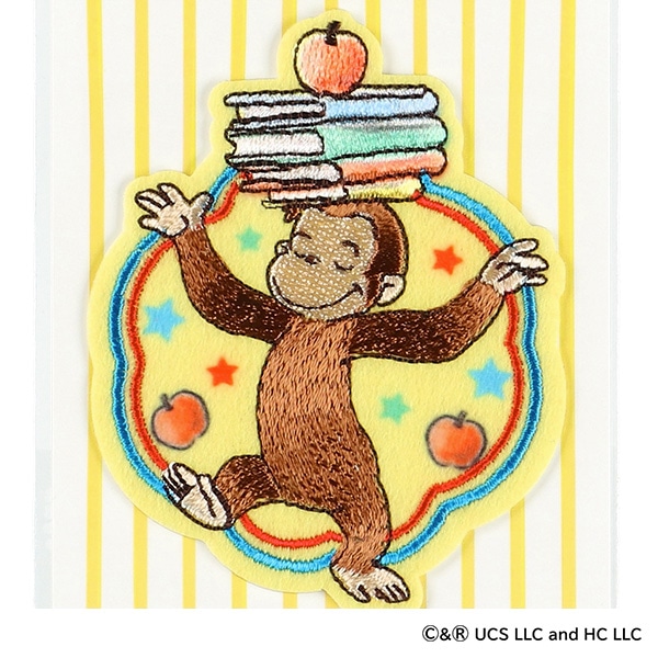 2WAYワッペン大 本とりんご（おさるのジョージ）