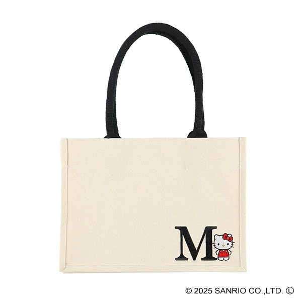 イニシャル帆布トートバッグ（A4）M（ハローキティ）