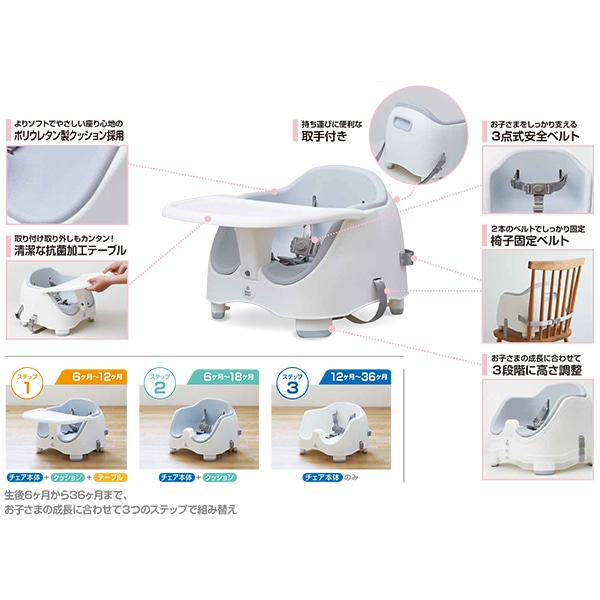 高さ調整ブースターチェア（スカイグレー）