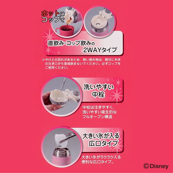 2WAYステンレスボトル ポーチ付き 600ml（ディズニープリンセス）