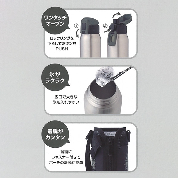 ダイレクトステンレスボトル 1L（ブラック）