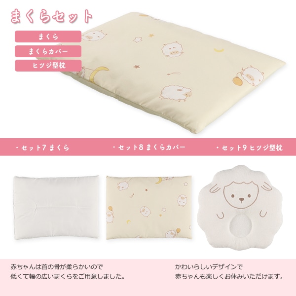 カバーリングタイプベビー布団10点セット（ひつじムーンスター）