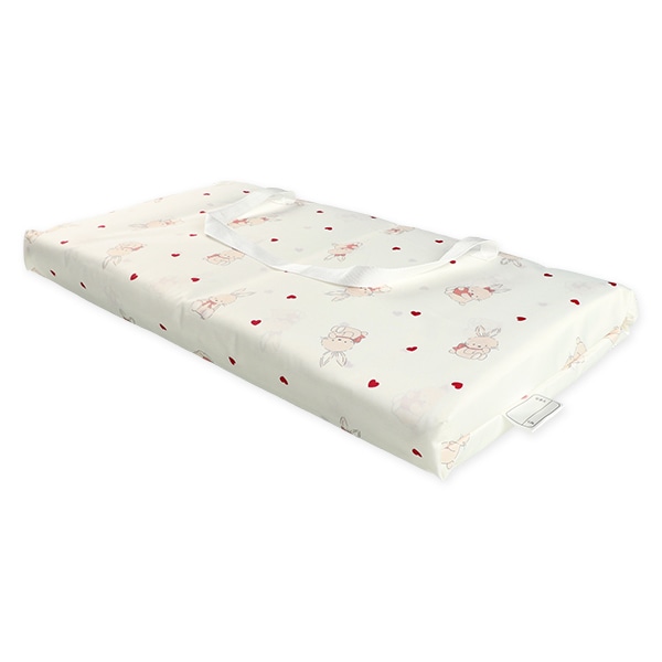 敷布団まで洗えるお昼寝布団3点セット（うさぎ・ハート/横ファスナー式）