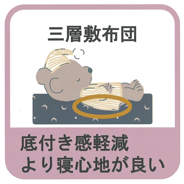 3層敷布団 綿100%お昼寝布団7点セット（月&星/横ファスナー式）