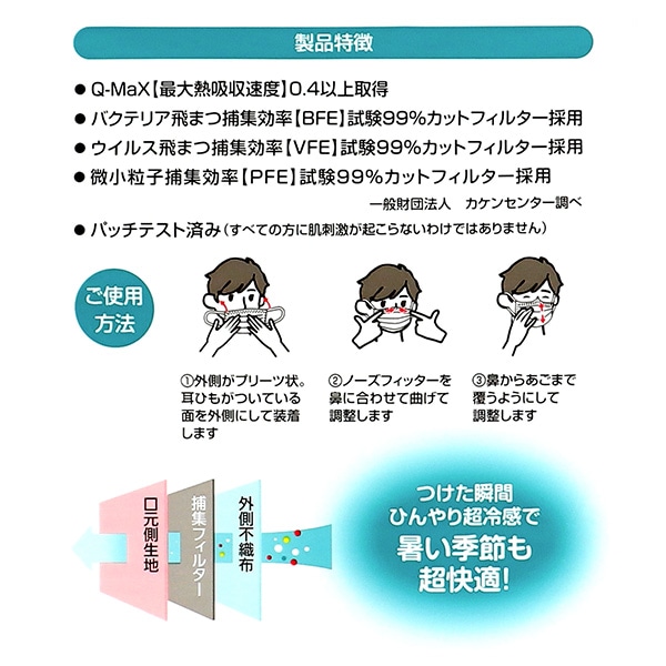 お肌にやさしい ひんやりマスク 子供用 10枚入り