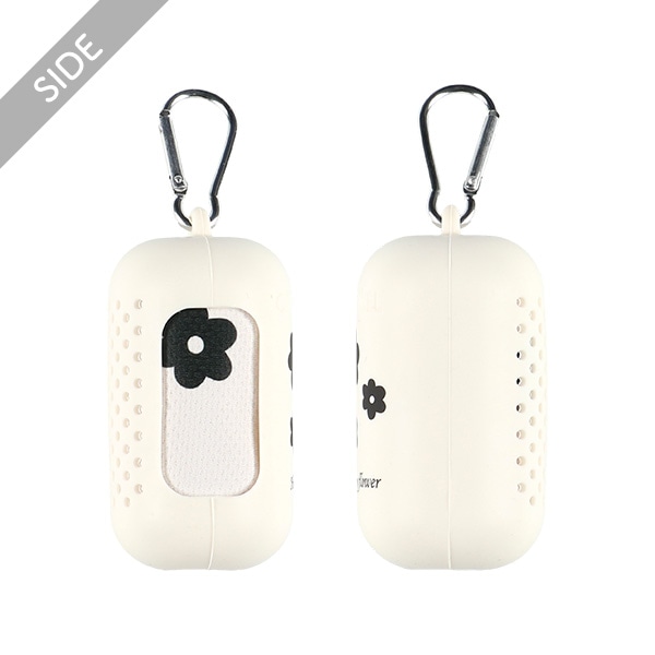 シリコンケース付きクールタオル（モノクロフラワー）