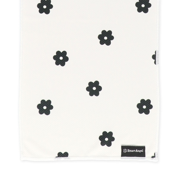 シリコンケース付きクールタオル（モノクロフラワー）