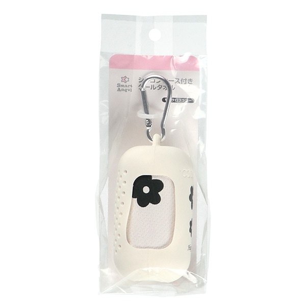 シリコンケース付きクールタオル（モノクロフラワー）